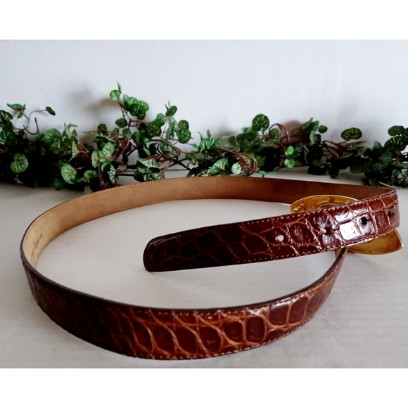 De Vecchi by Hamilton Hodge Genuine American Alligator Leather Buckle Belt - Picture 3 of 16